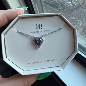 Stunning Silver Necklace with Blue Gemstone by JF